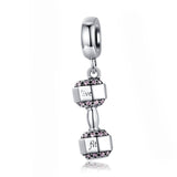 925 Sterling Silver Fitness Dumbbell Pendant For Diy Bracelets
