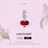 925 Sterling Silver Red Love Planet Pendant For Diy Bracelets