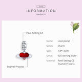 925 Sterling Silver Red Love Planet Pendant For Diy Bracelets