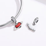 925 Sterling Silver Red Love Planet Pendant For Diy Bracelets