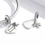 925 Sterling Silver Heart Tree Pendant For Bracelet Or Necklace