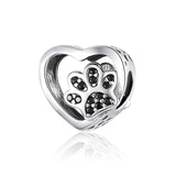 925 Sterling Silver Pet Paw Print Beaded Bracelet Bead