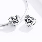 925 Sterling Silver Pet Paw Print Beaded Bracelet Bead