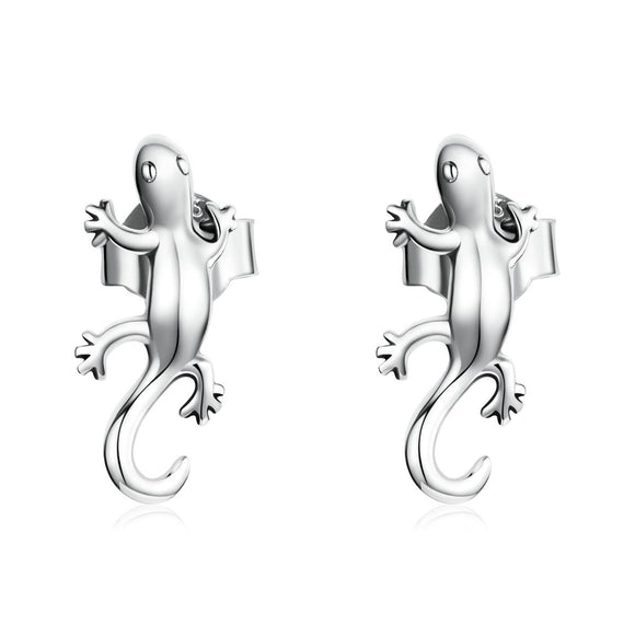 925 Sterling Silver Gecko Ear Studs Earrings For Women