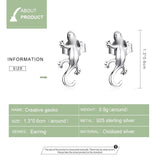 925 Sterling Silver Gecko Ear Studs Earrings For Women