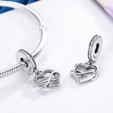 925 Sterling Silver Heart Diamond Pendant For Bracelet Or Necklace