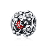 925 Sterling Silver Ladybug Beads For Diy Bracelets & Necklaces