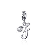 925 Sterling Silver Personalized Letter Pendant For Diy Bracelets And Necklaces Style - F