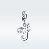 925 Sterling Silver Personalized Letter Pendant For Diy Bracelets And Necklaces Style - F