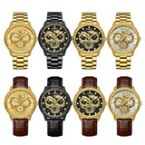 Dragon Embossed Luminous Waterproof Watch - Quartz - White Steel-White