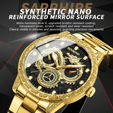 Dragon Embossed Luminous Waterproof Watch - Quartz - White Steel-White