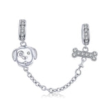 925 Sterling Silver Dog Beaded Safety Chain Bracelet