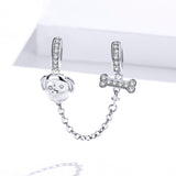 925 Sterling Silver Dog Beaded Safety Chain Bracelet