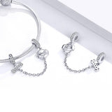 925 Sterling Silver Dog Beaded Safety Chain Bracelet