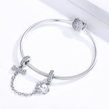 925 Sterling Silver Dog Beaded Safety Chain Bracelet