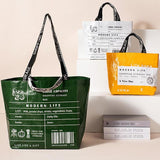 Eco Friendly Large Capacity Folding Shopping Bag Beige - Small Yellow