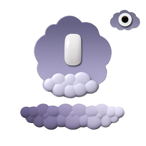 3 Piece Cloudy Gradient Memory Foam Wrist & Mouse Pad Set Blue+Gray - Model 11