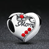 925 Sterling Silver Mom Heart Pendant For Diy Bracelet Or Necklace