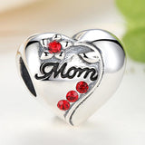 925 Sterling Silver Mom Heart Pendant For Diy Bracelet Or Necklace