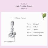 925 Sterling Silver Sloth Pendant For Diy Bracelets & Necklaces