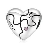 925 Sterling Silver Diy Heart Puzzle Beads For Bracelet / Necklace