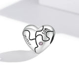 925 Sterling Silver Diy Heart Puzzle Beads For Bracelet / Necklace