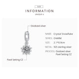 925 Sterling Silver Sparkling Snowflake Pendant For Diy Bracelets & Necklaces