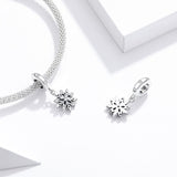925 Sterling Silver Sparkling Snowflake Pendant For Diy Bracelets & Necklaces