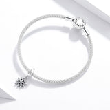 925 Sterling Silver Sparkling Snowflake Pendant For Diy Bracelets & Necklaces