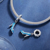 925 Sterling Silver Blue Magic Dance Shoes Necklace Pendant