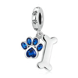 925 Sterling Silver Dog Paw Bone Pendant For Bracelet Or Necklace
