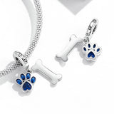 925 Sterling Silver Dog Paw Bone Pendant For Bracelet Or Necklace