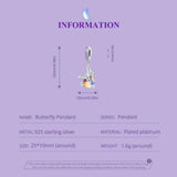925 Sterling Silver Pastoral Butterfly Necklace Pendant