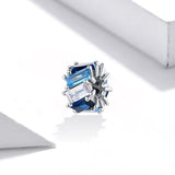 925 Sterling Silver Blue Zircon Cube Beads For Diy Bracelets & Necklaces