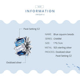 925 Sterling Silver Blue Zircon Cube Beads For Diy Bracelets & Necklaces