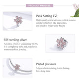 925 Sterling Silver Platinum Plated Pink Flower Beads For Diy Bracelets