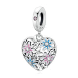 925 Sterling Silver Secret Garden Heart Pendant For Diy Bracelets & Necklaces