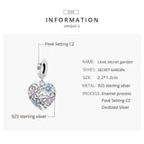 925 Sterling Silver Secret Garden Heart Pendant For Diy Bracelets & Necklaces