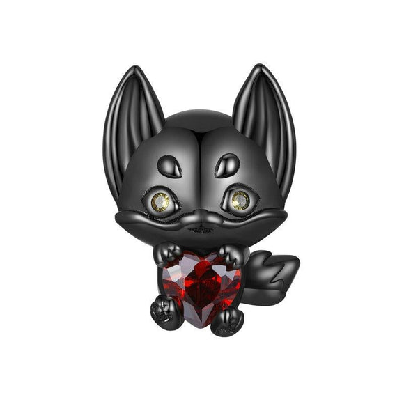 925 Sterling Silver Small Fox Bracelet With Black Gold Plating And Beads