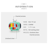 925 Sterling Silver Mini Color Tv Beads For Diy Bracelets & Necklaces