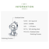 925 Sterling Silver Squirrel Charm For Diy Bracelets & Necklaces
