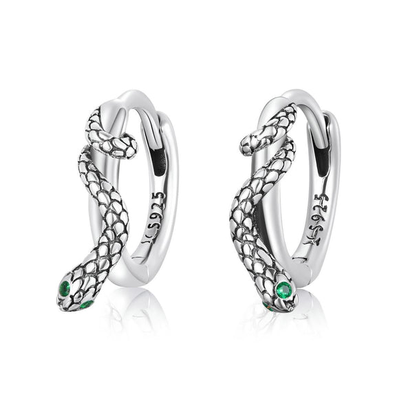 925 Sterling Silver Snake Ear Buckle Earrings For Women