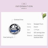 925 Sterling Silver Blue Zircon Sailing Charm For Diy Bracelets