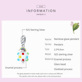 925 Sterling Silver Rainbow Glaze Pendant For Diy Bracelets & Necklaces