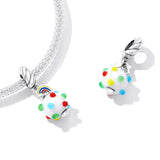 925 Sterling Silver Rainbow Glaze Pendant For Diy Bracelets & Necklaces