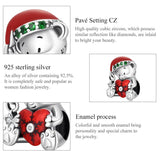 925 Sterling Silver Christmas Bear Charm For Diy Bracelets & Necklaces