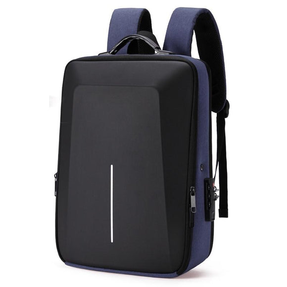 Hard Shell Backpack Alloy Frame Anti-theft Computer Bag for Men Blue