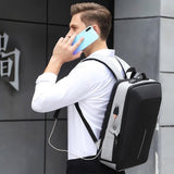 Hard Shell Backpack Alloy Frame Anti-theft Computer Bag for Men Blue
