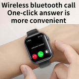 2.1 Inch Screen Smart Watch With Blood Sugar / Blood Oxygen Monitoring / Sos Alarm / 100+ Sports Modes - Black 3-Bead Steel - Black Brown Leather