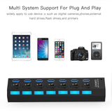 7-Port Usb 3.0 Hub 5Gbps Plug & Play 1Tb Support - Black